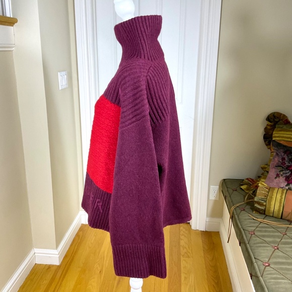 Tommy Hilfiger Sweater Wool Oversized Logo Burgundy Ski (S) - Picture 2 of 7